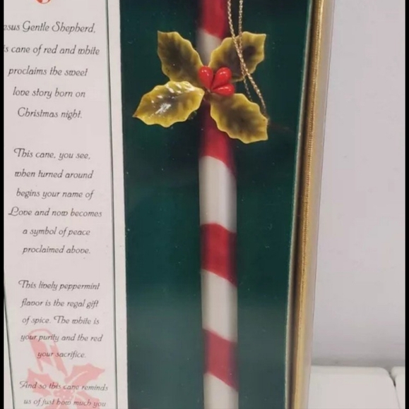 1997 Vintage 8" Candy Cane Glass Christmas Ornament & Story Roman - Picture 2 of 3
